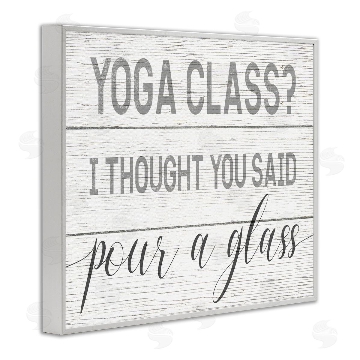 Yoga Class or Pour A Glass White Frame Print Wall Art, Home Decor by Stupell Studio