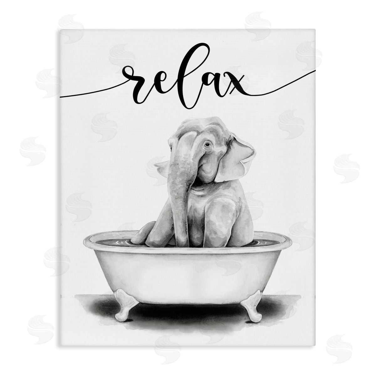 Elephant Bathroom Relax Text Canvas Wall Art, Home Decor by Rachel Nieman