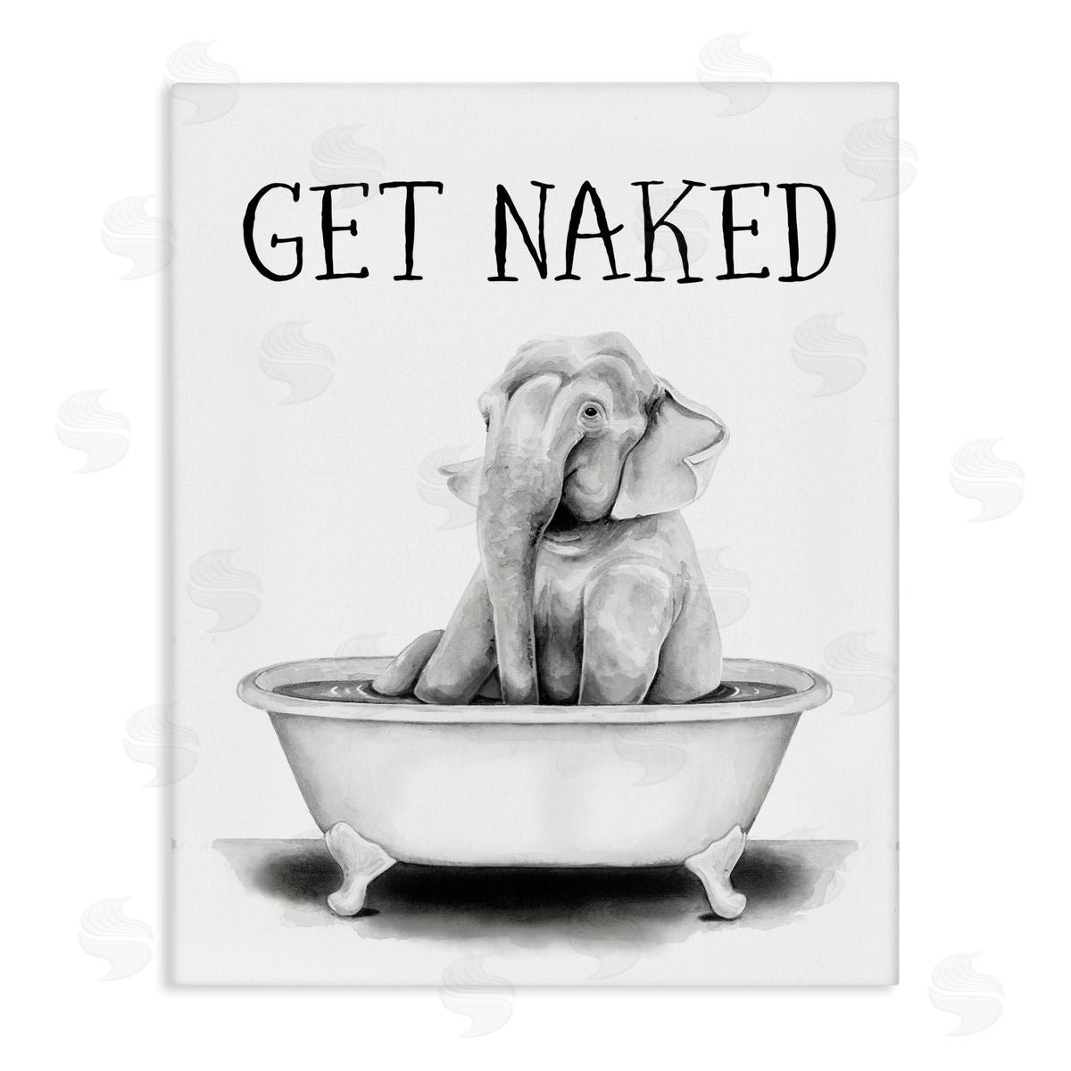 Elephant Bathroom Get Naked Canvas Wall Art, Home Decor by Rachel Nieman