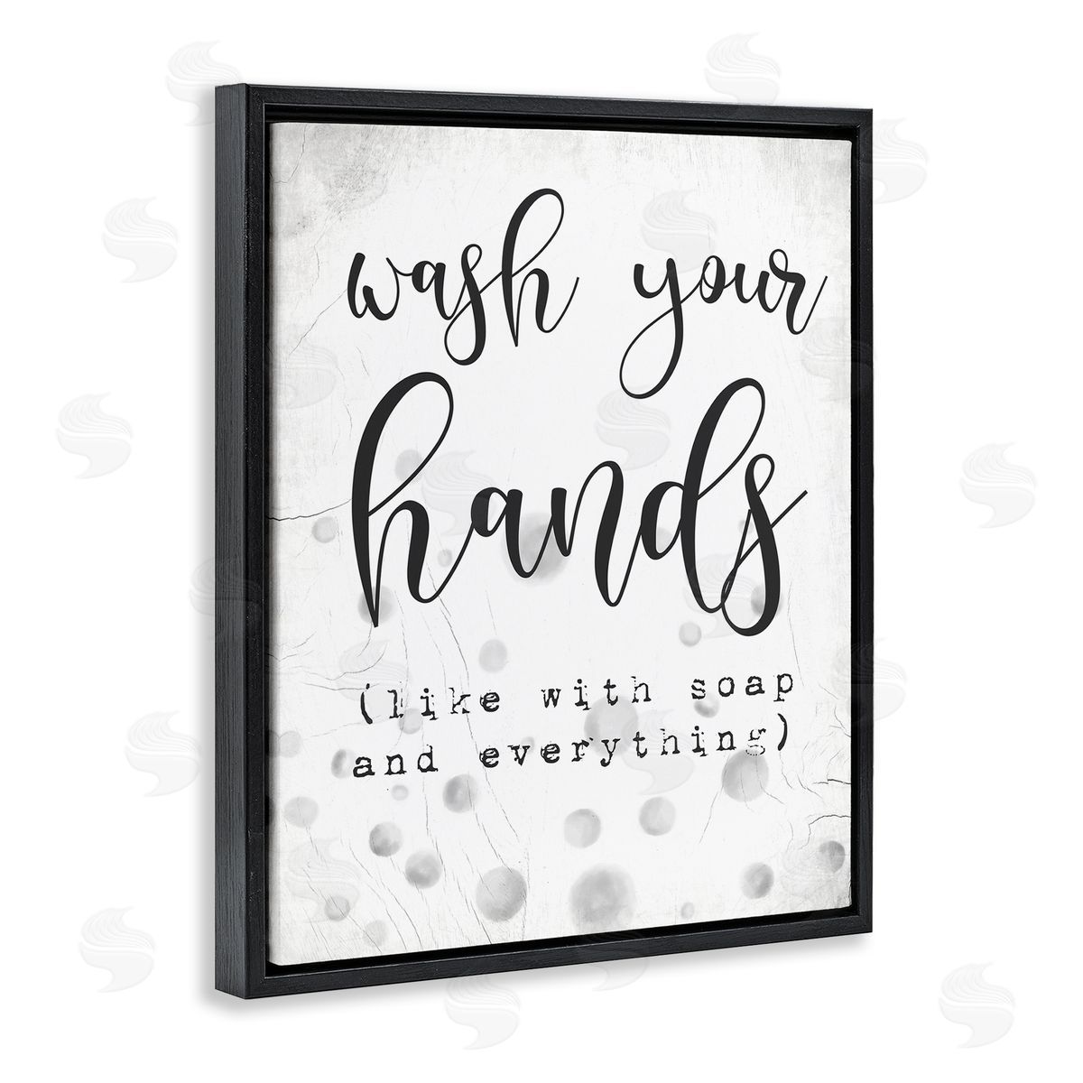 Sassy Wash Your Hands Black Floating Frame Canvas Wall Art, Home Decor by Stupell Studio