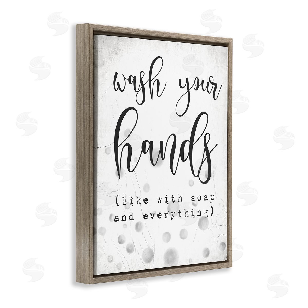 Sassy Wash Your Hands Brown Floating Frame Canvas Wall Art, Home Decor by Stupell Studio