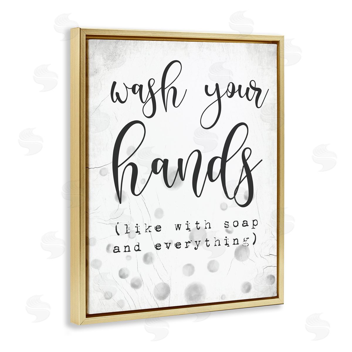 Sassy Wash Your Hands Gold Floating Frame Canvas Wall Art, Home Decor by Stupell Studio