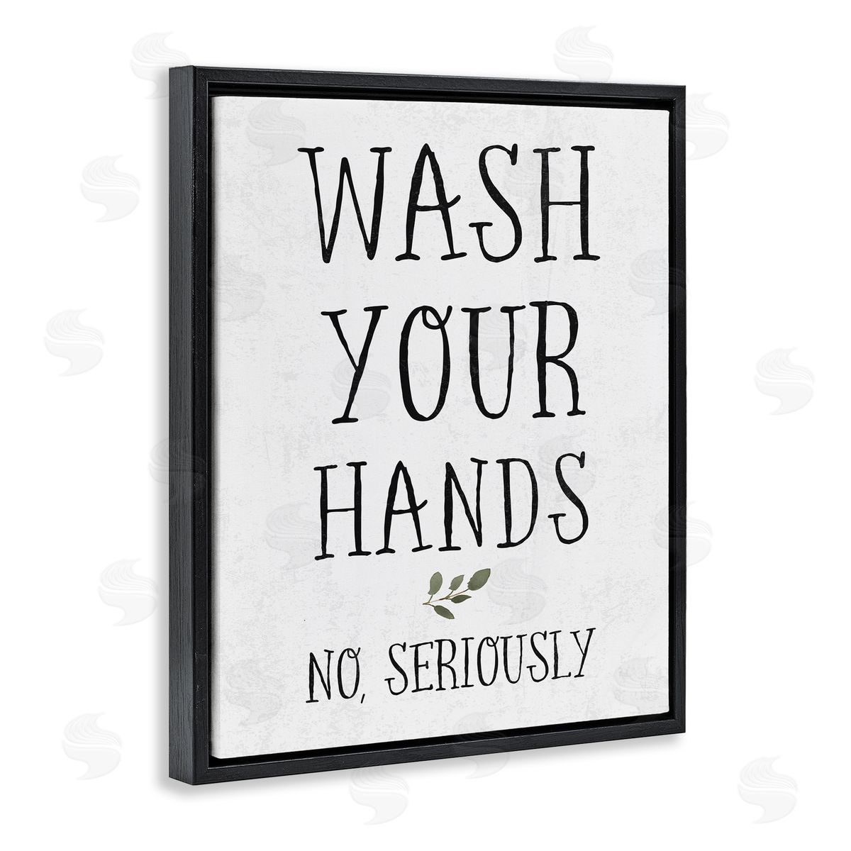 Wash Your Hands Seriously Black Floating Frame Canvas Wall Art, Home Decor by Stupell Studio