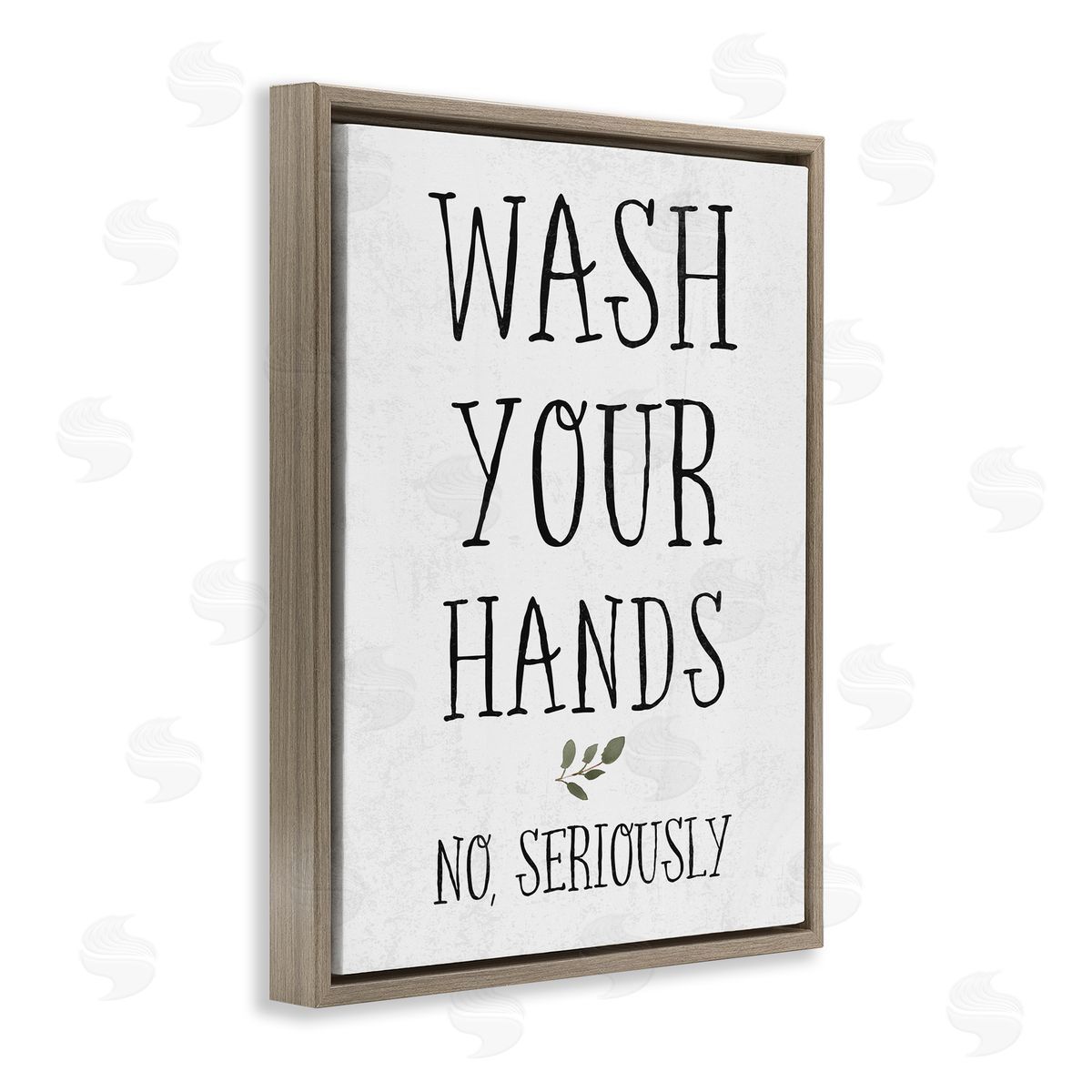 Wash Your Hands Seriously Brown Floating Frame Canvas Wall Art, Home Decor by Stupell Studio