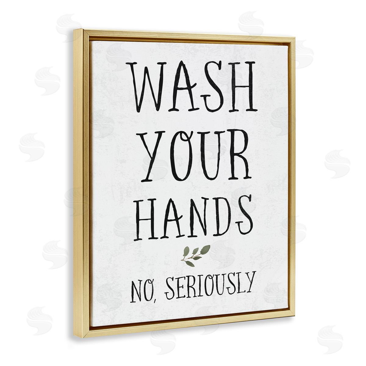 Wash Your Hands Seriously Gold Floating Frame Canvas Wall Art, Home Decor by Stupell Studio