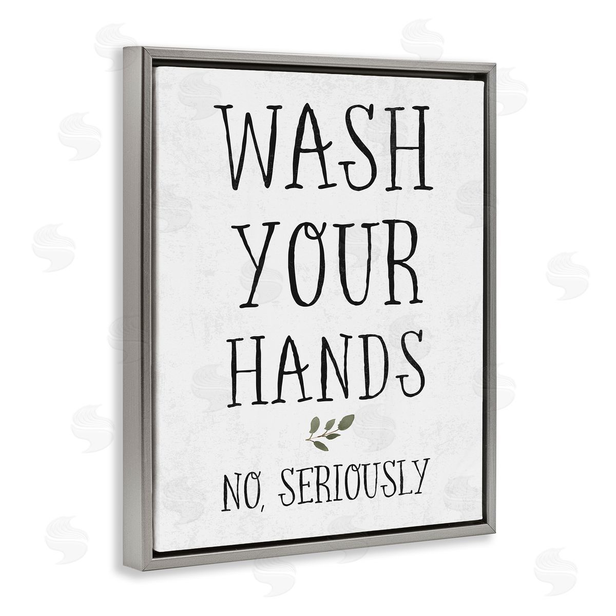 Wash Your Hands Seriously Grey Floating Frame Canvas Wall Art, Home Decor by Stupell Studio