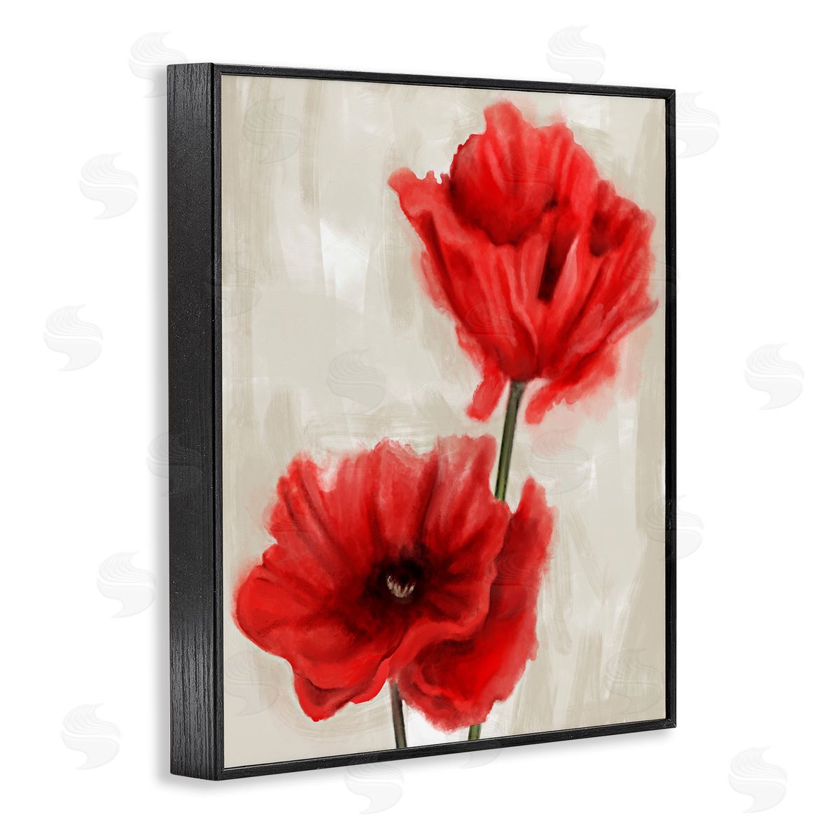 Soft Petal Red Poppies Black Frame Print Wall Art, Home Decor by Stupell Studio