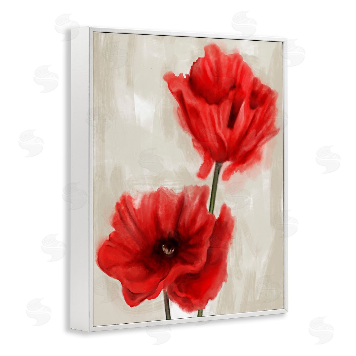 Soft Petal Red Poppies White Frame Print Wall Art, Home Decor by Stupell Studio