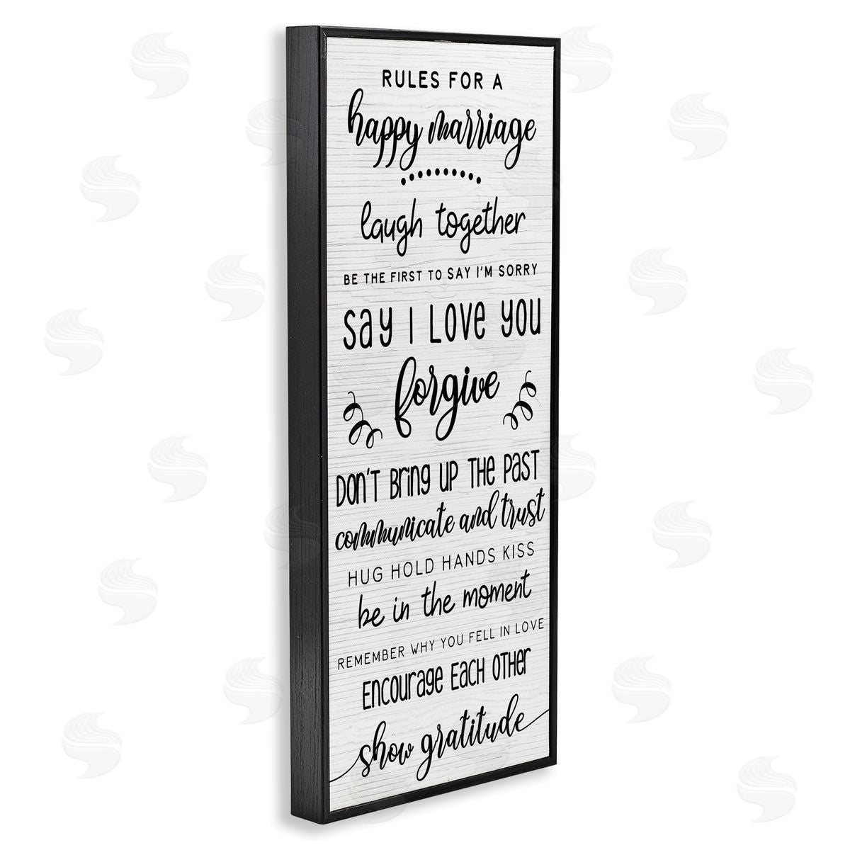 Rules For Happy Marriage List Black Frame Print Wall Art, Home Decor by Stupell Studio