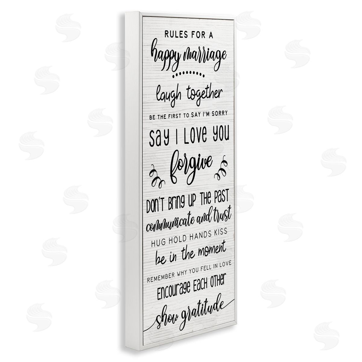 Rules For Happy Marriage List White Frame Print Wall Art, Home Decor by Stupell Studio