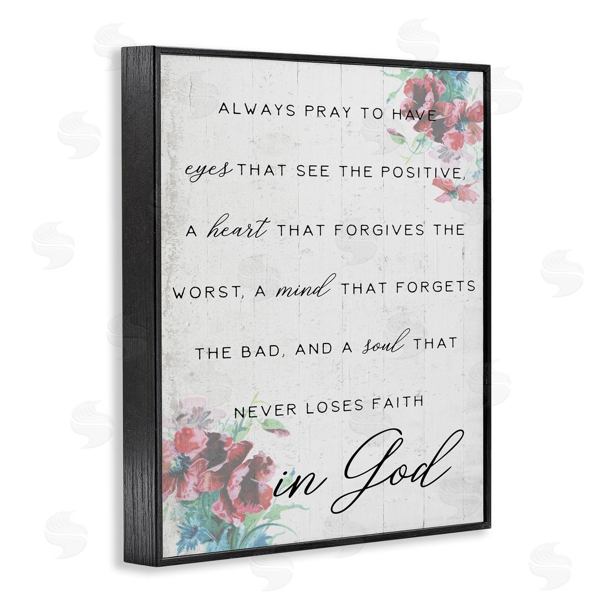 Heart Mind and Soul for God Black Frame Print Wall Art, Home Decor by Stupell Studio