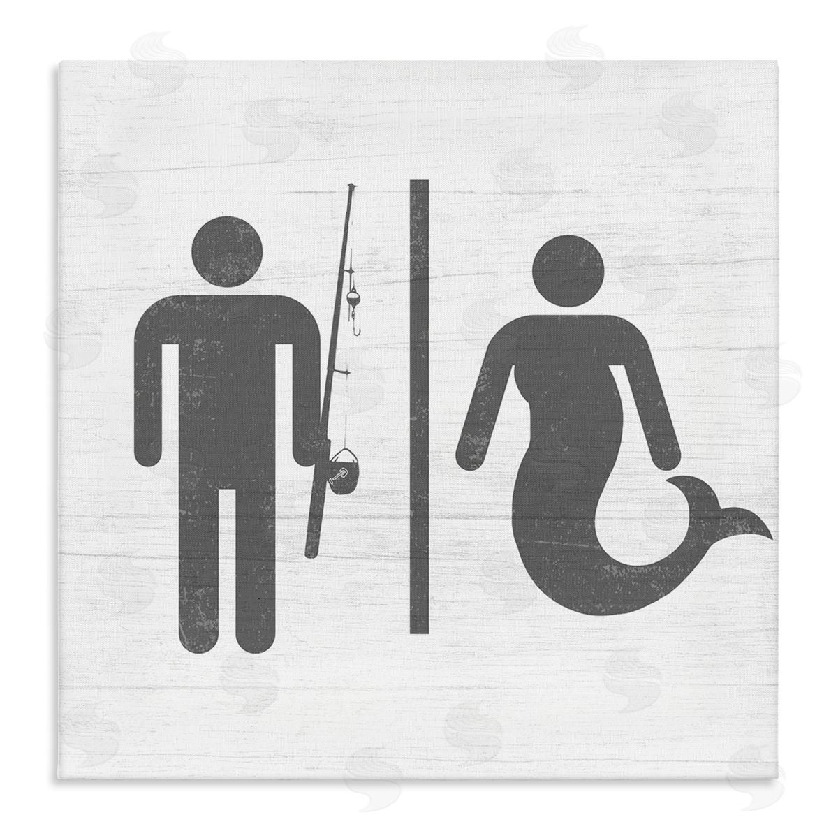 Fisherman or Mermaid Bathroom Canvas Wall Art, Home Decor by Stupell Studio