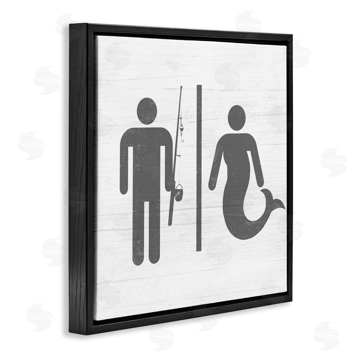 Fisherman or Mermaid Bathroom Black Floating Frame Canvas Wall Art, Home Decor by Stupell Studio