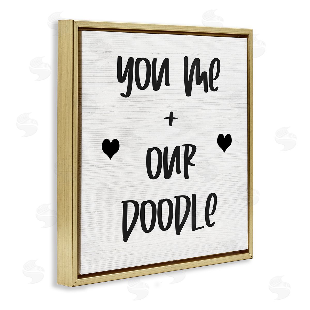 You Me and Our Doodle Gold Floating Frame Canvas Wall Art, Home Decor by Stupell Studio