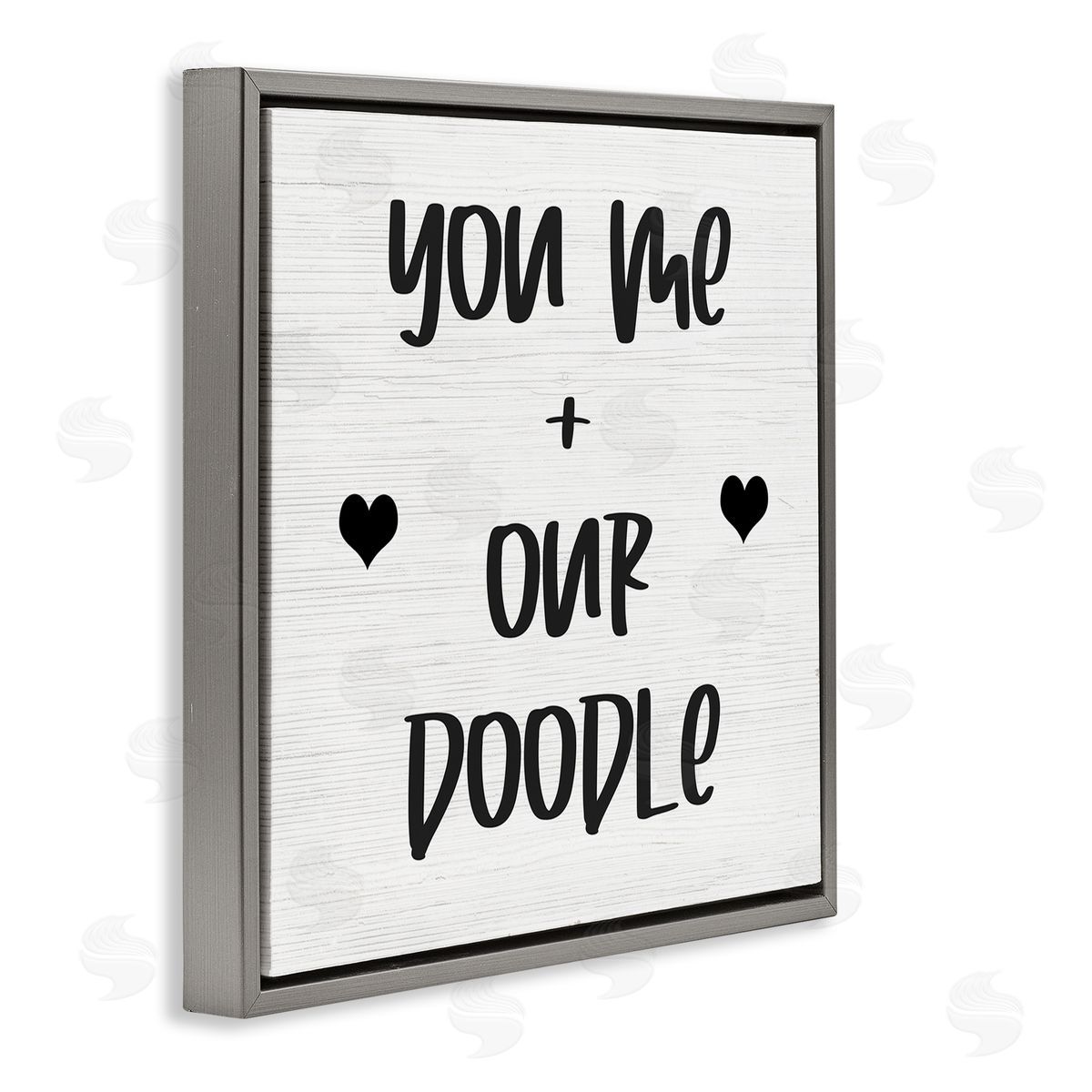 You Me and Our Doodle Grey Floating Frame Canvas Wall Art, Home Decor by Stupell Studio