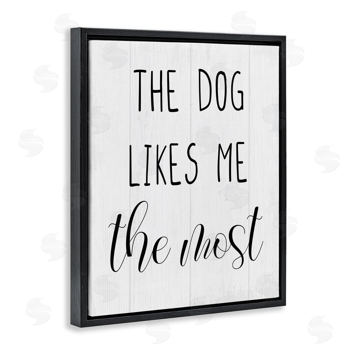 The Dog Likes Me Most Black Floating Frame Canvas Wall Art, Home Decor by Stupell Studio