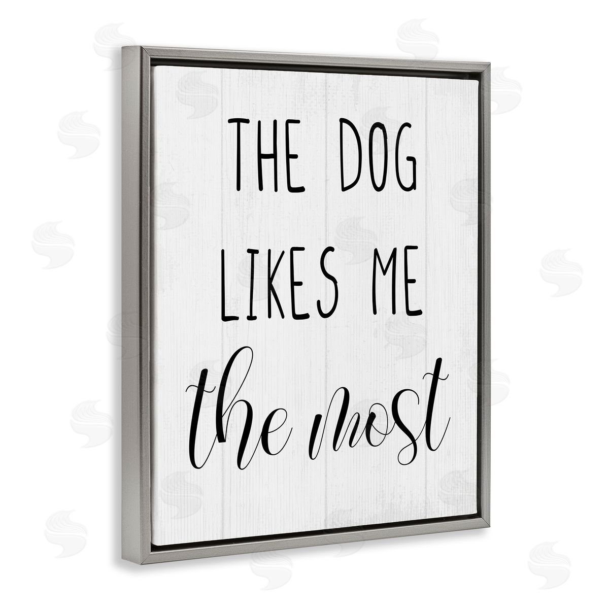 The Dog Likes Me Most Grey Floating Frame Canvas Wall Art, Home Decor by Stupell Studio