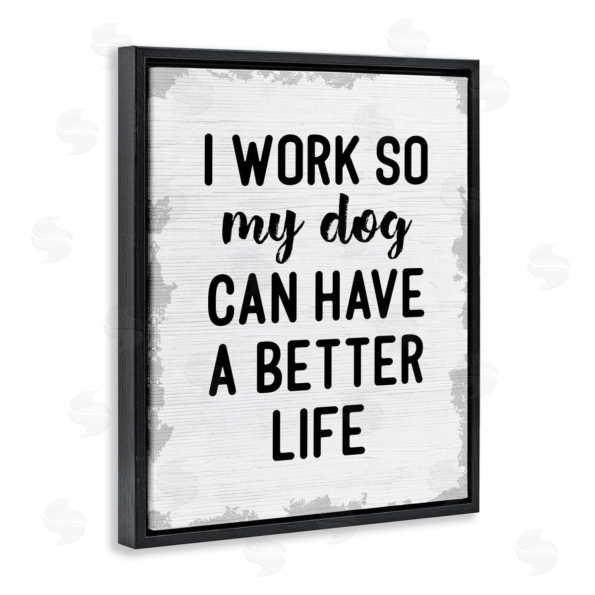 Work for My Dog Funny Black Floating Frame Canvas Wall Art, Home Decor by Stupell Studio
