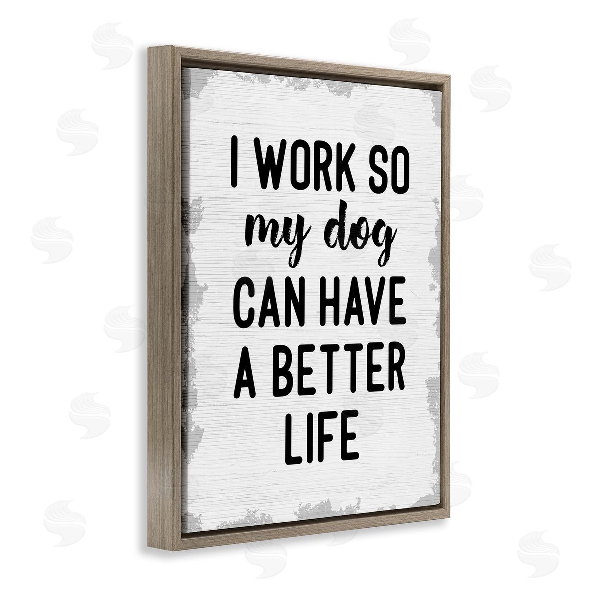 Work for My Dog Funny Brown Floating Frame Canvas Wall Art, Home Decor by Stupell Studio