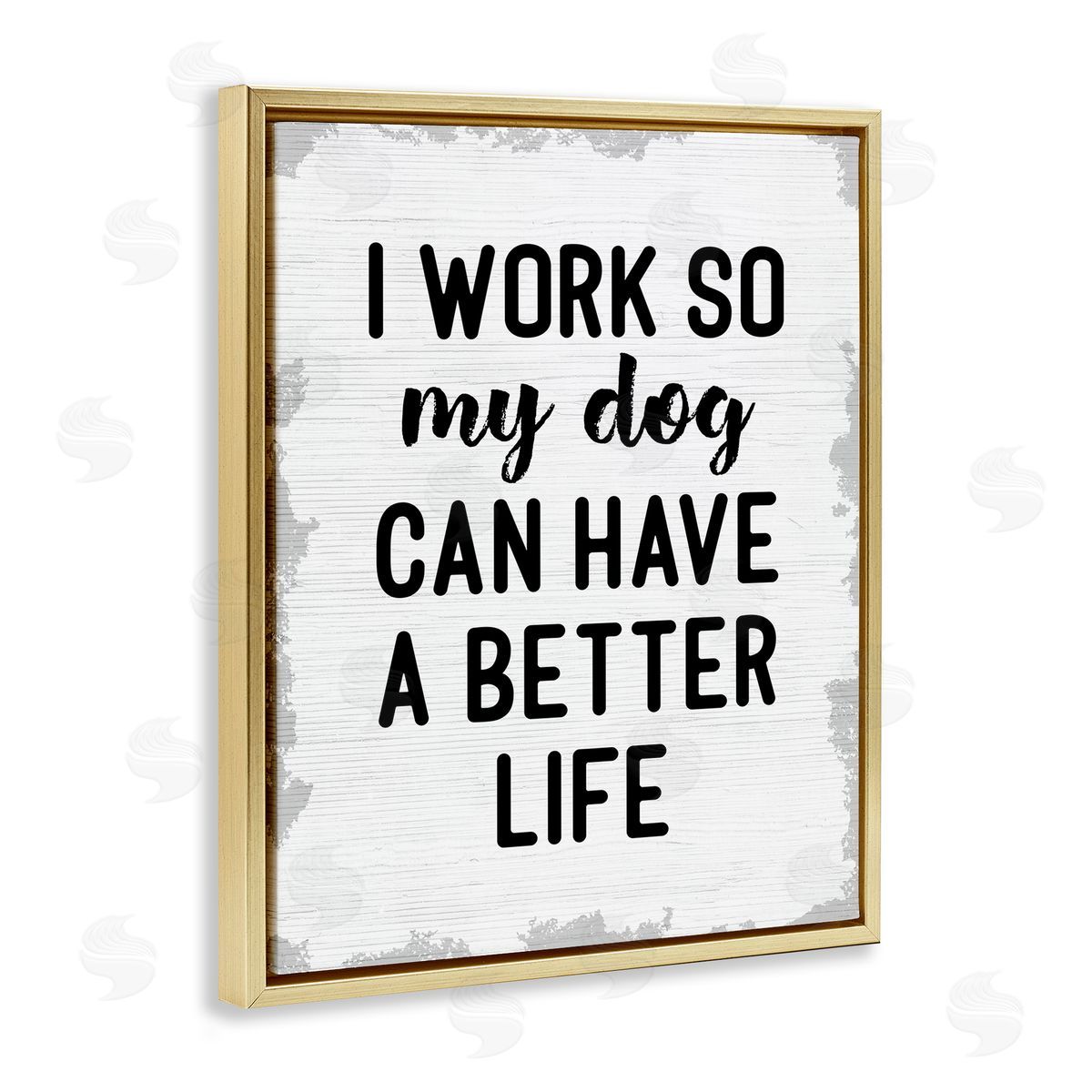 Work for My Dog Funny Gold Floating Frame Canvas Wall Art, Home Decor by Stupell Studio