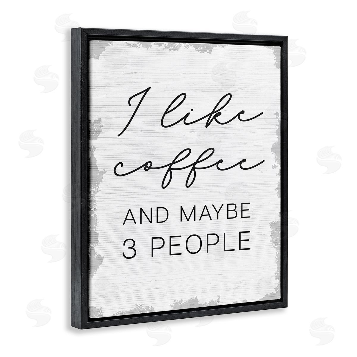 I Like Coffee and Three People Black Floating Frame Canvas Wall Art, Home Decor by Stupell Studio