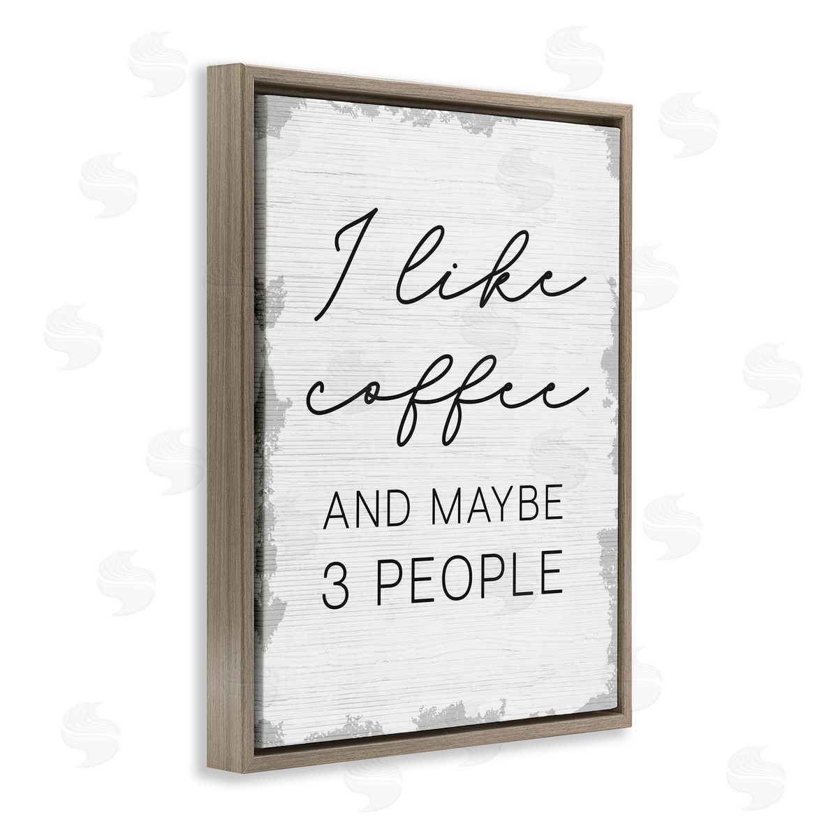 I Like Coffee and Three People Brown Floating Frame Canvas Wall Art, Home Decor by Stupell Studio