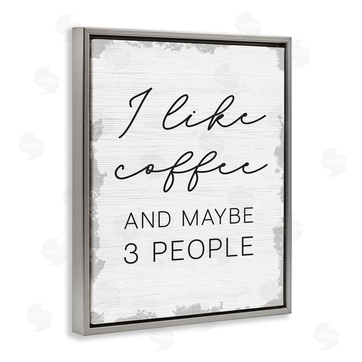 I Like Coffee and Three People Grey Floating Frame Canvas Wall Art, Home Decor by Stupell Studio