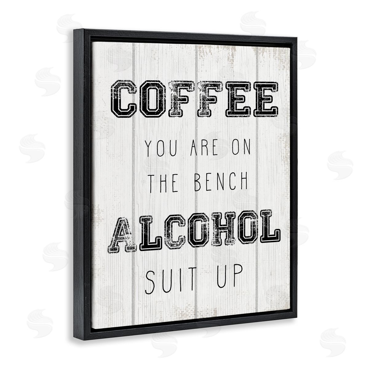Coffee and Alcohol Baseball Humor Black Floating Frame Canvas Wall Art, Home Decor by Stupell Studio