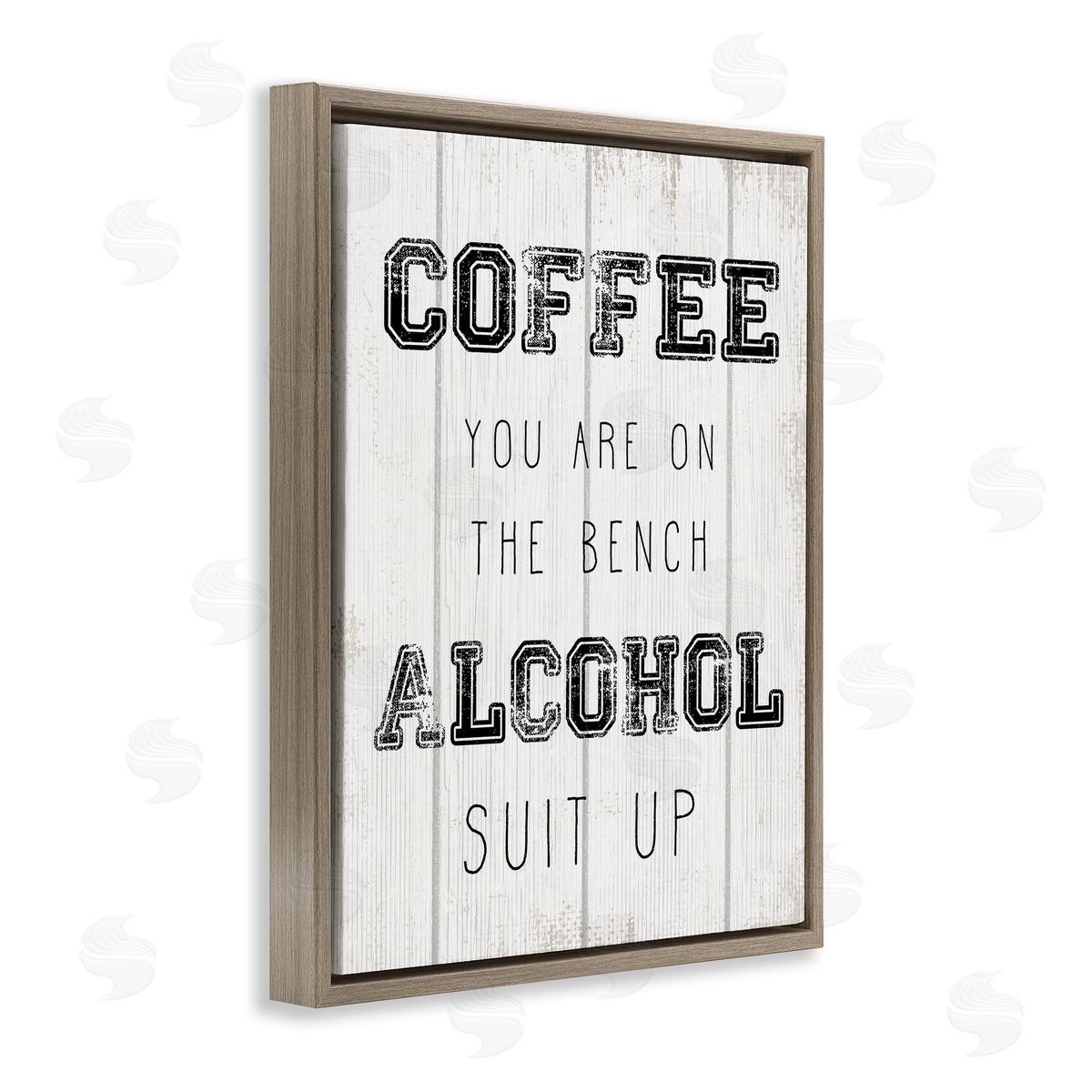 Coffee and Alcohol Baseball Humor Brown Floating Frame Canvas Wall Art, Home Decor by Stupell Studio