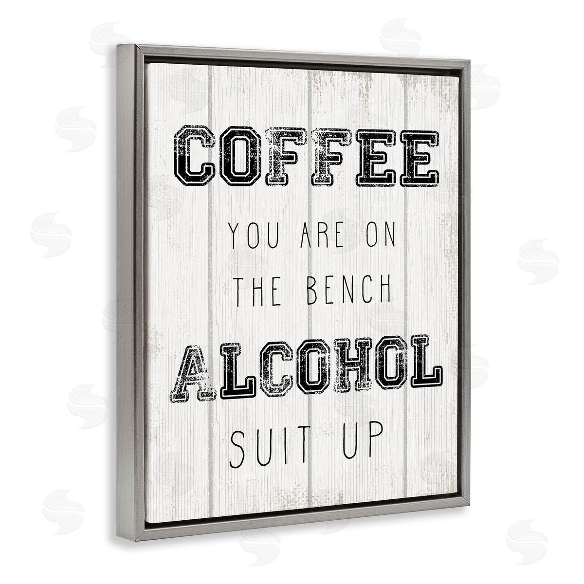 Coffee and Alcohol Baseball Humor Grey Floating Frame Canvas Wall Art, Home Decor by Stupell Studio