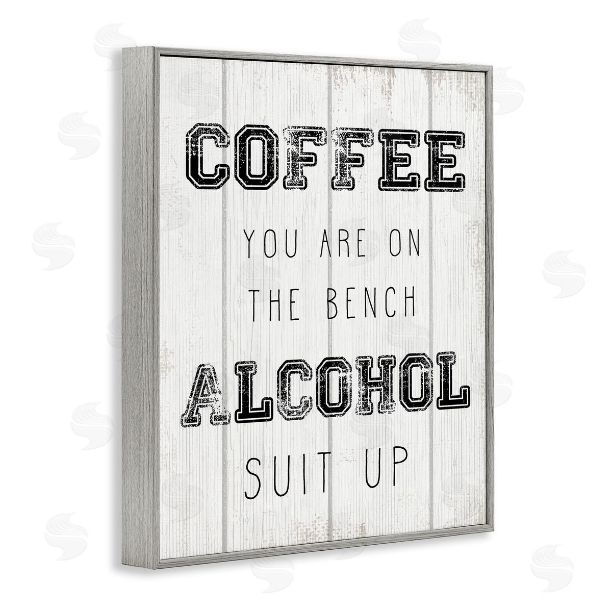 Coffee and Alcohol Baseball Humor Grey Frame Print Wall Art, Home Decor by Stupell Studio