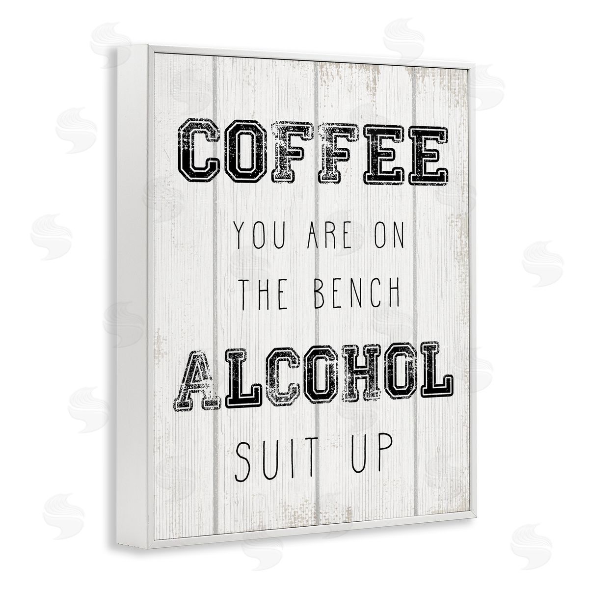 Coffee and Alcohol Baseball Humor White Frame Print Wall Art, Home Decor by Stupell Studio