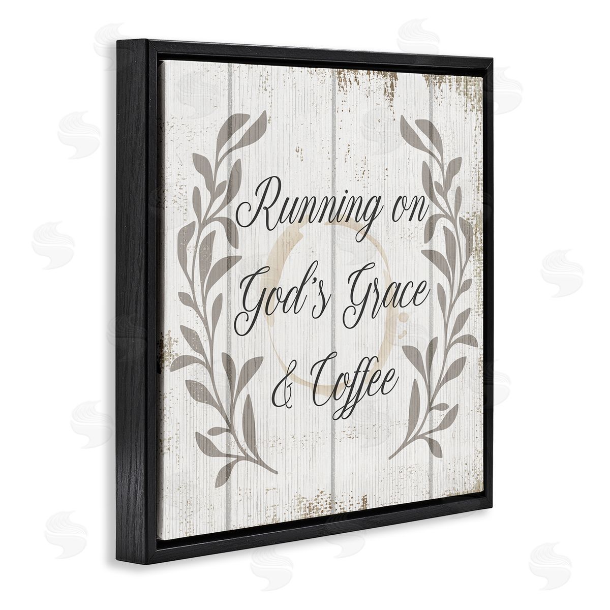 God's Grace & Coffee Phrase Black Floating Frame Canvas Wall Art, Home Decor by Stupell Studio