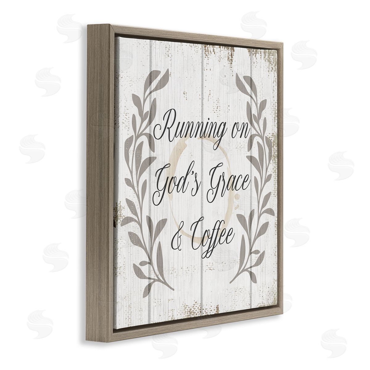 God's Grace & Coffee Phrase Brown Floating Frame Canvas Wall Art, Home Decor by Stupell Studio