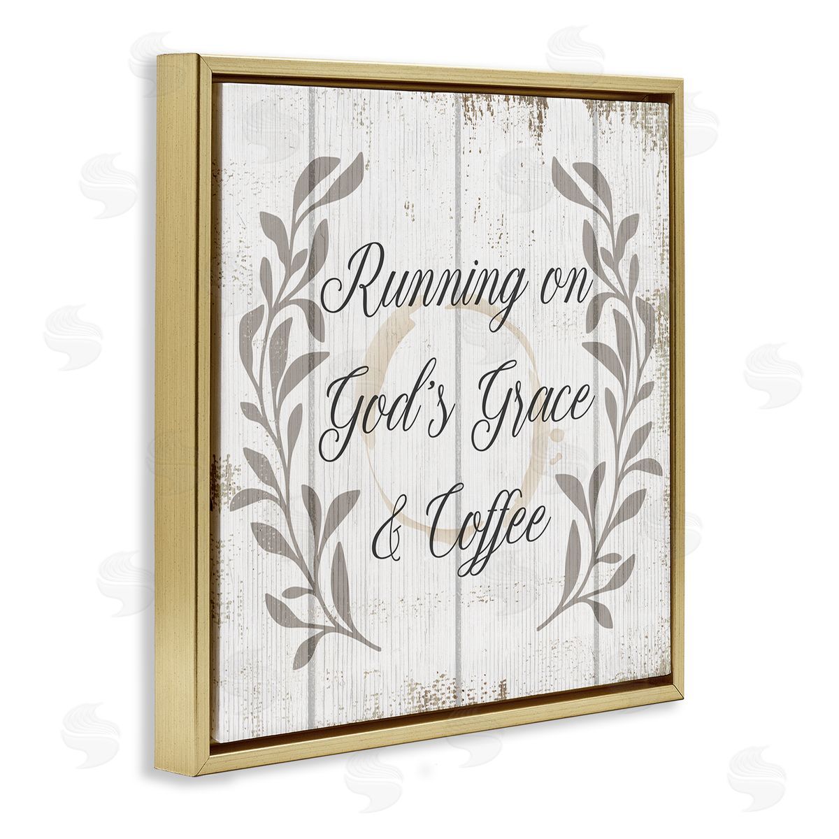 God's Grace & Coffee Phrase Gold Floating Frame Canvas Wall Art, Home Decor by Stupell Studio