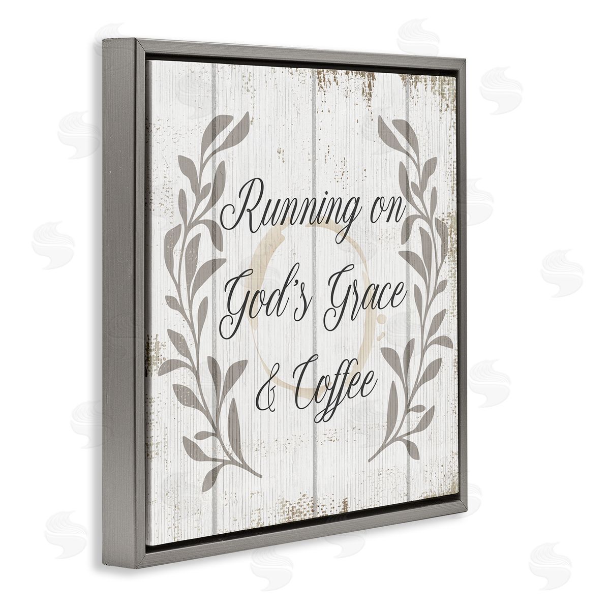 God's Grace & Coffee Phrase Grey Floating Frame Canvas Wall Art, Home Decor by Stupell Studio