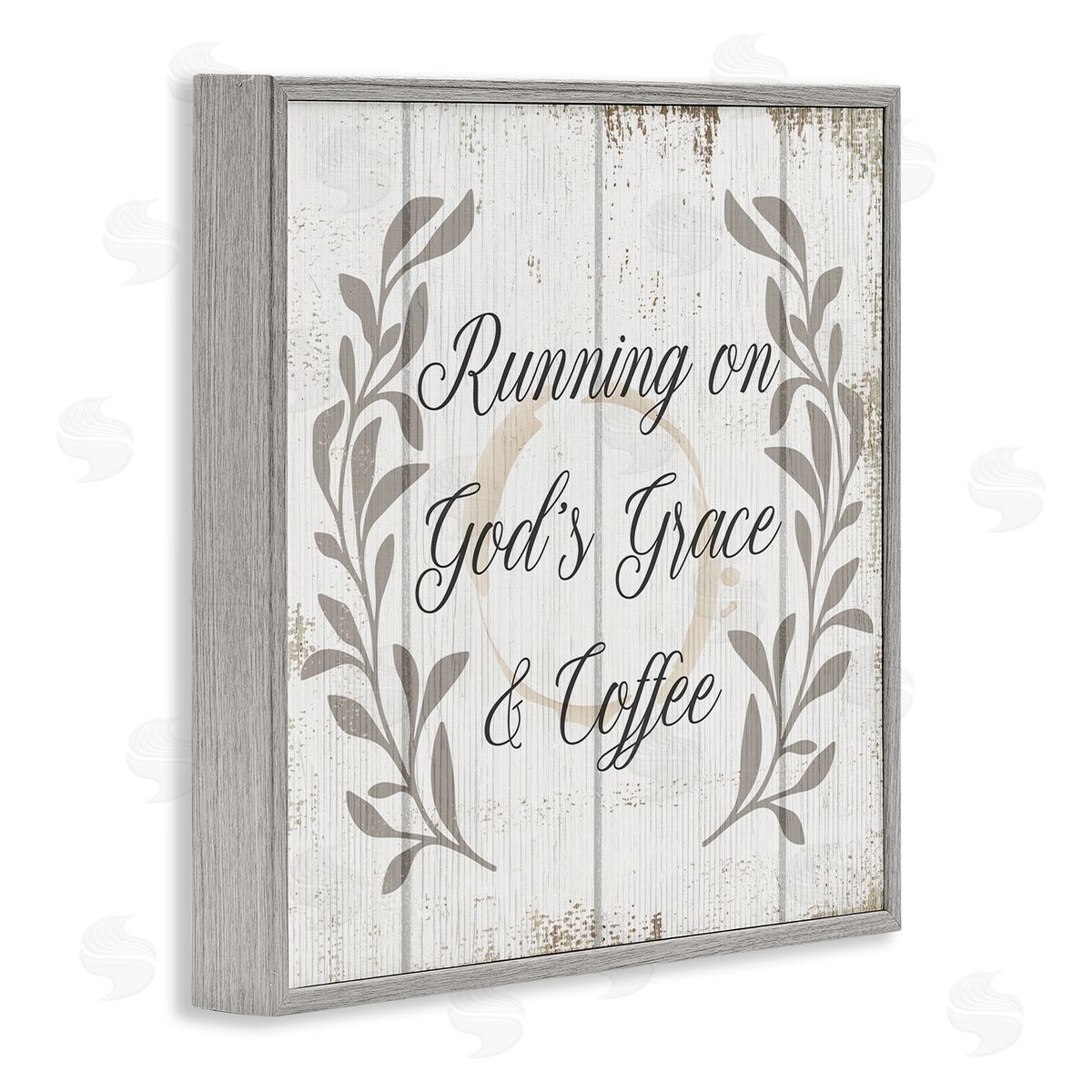 God's Grace & Coffee Phrase Grey Frame Print Wall Art, Home Decor by Stupell Studio