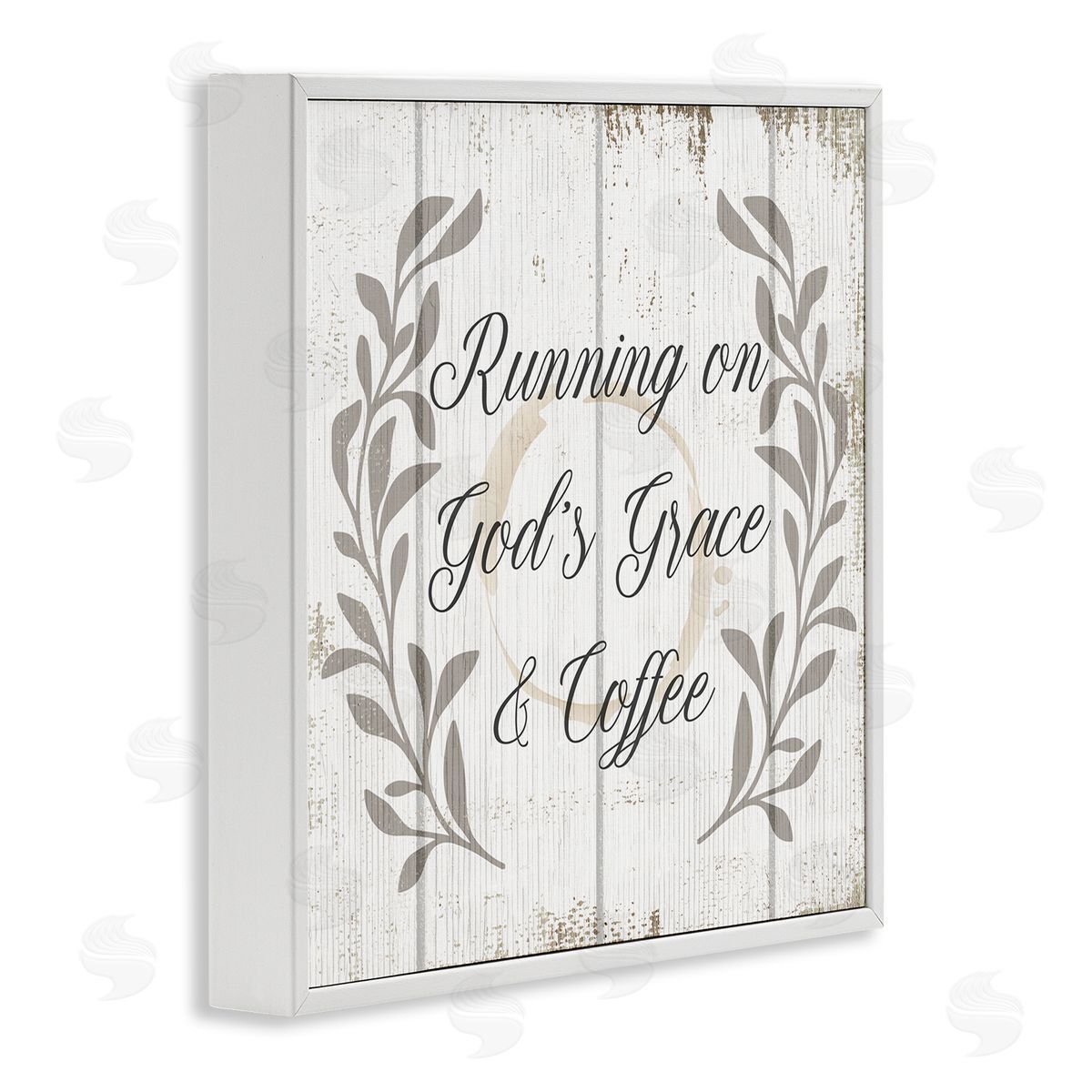 God's Grace & Coffee Phrase White Frame Print Wall Art, Home Decor by Stupell Studio