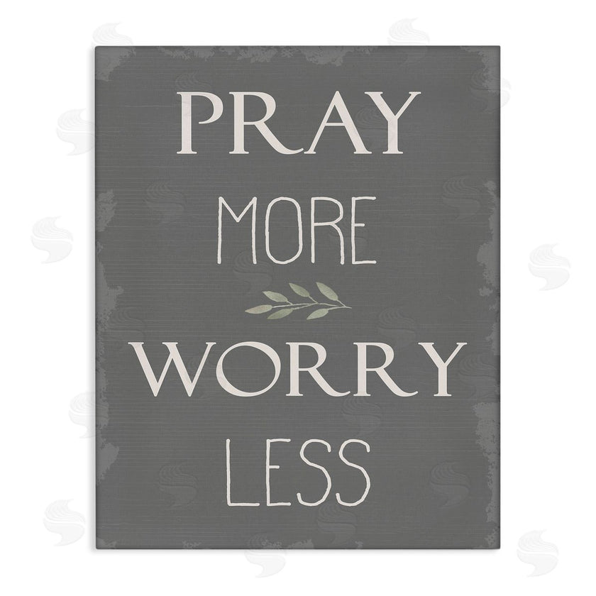 Stupell Studio | Pray More Worry Less Grey