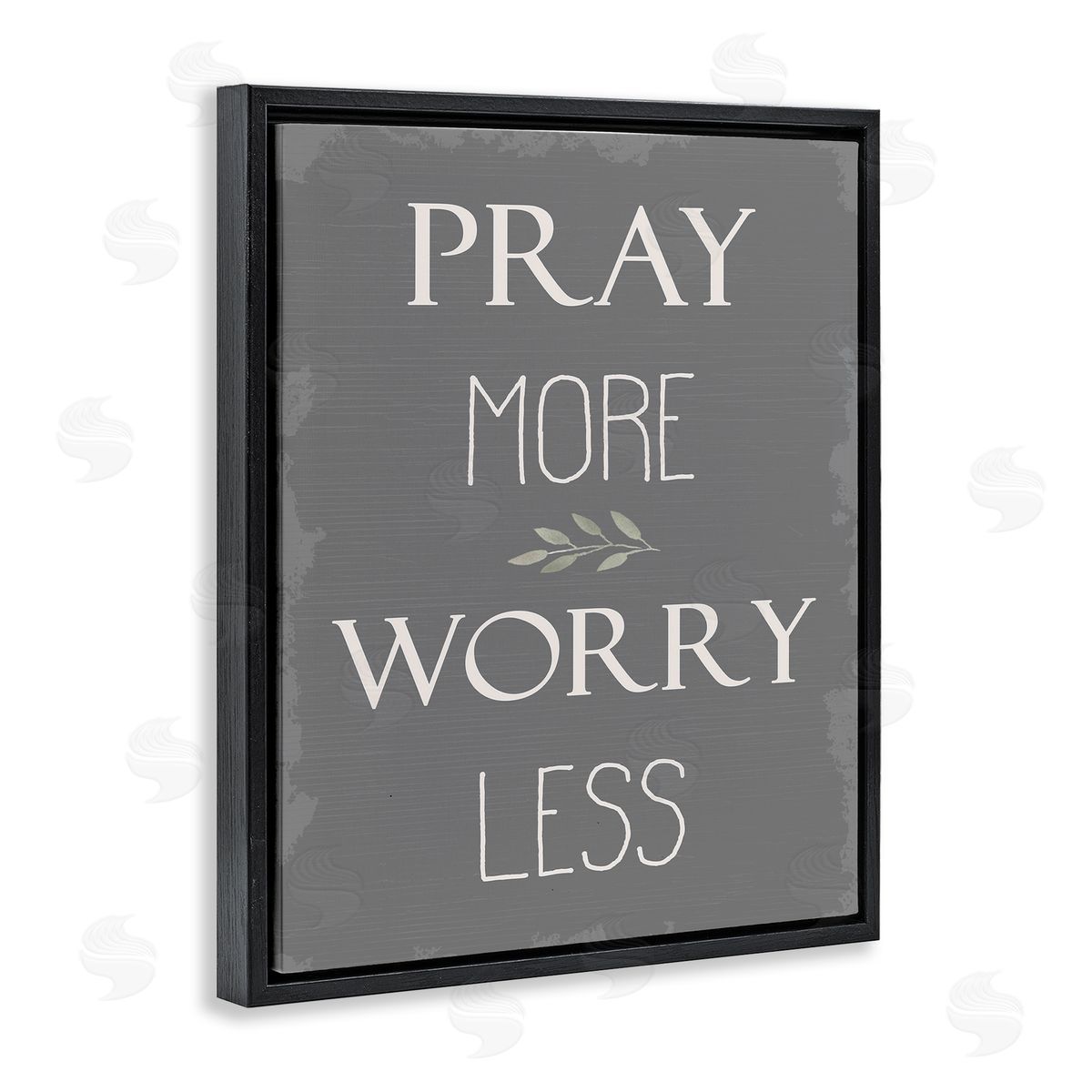Pray More Worry Less Grey Black Floating Frame Canvas Wall Art, Home Decor by Stupell Studio