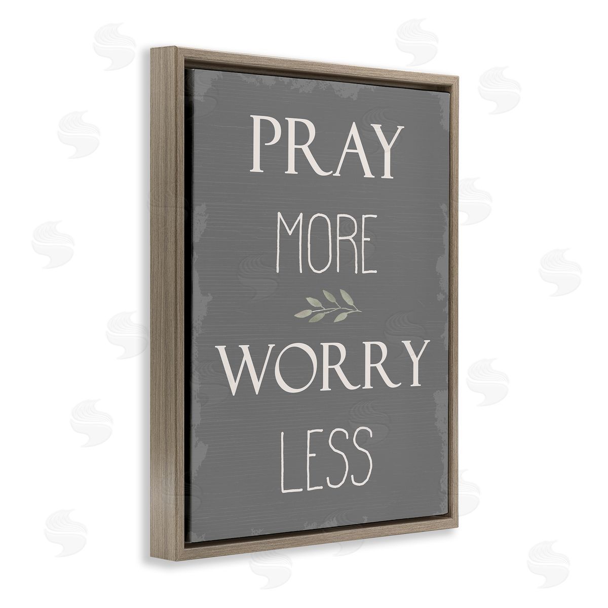 Pray More Worry Less Grey Brown Floating Frame Canvas Wall Art, Home Decor by Stupell Studio