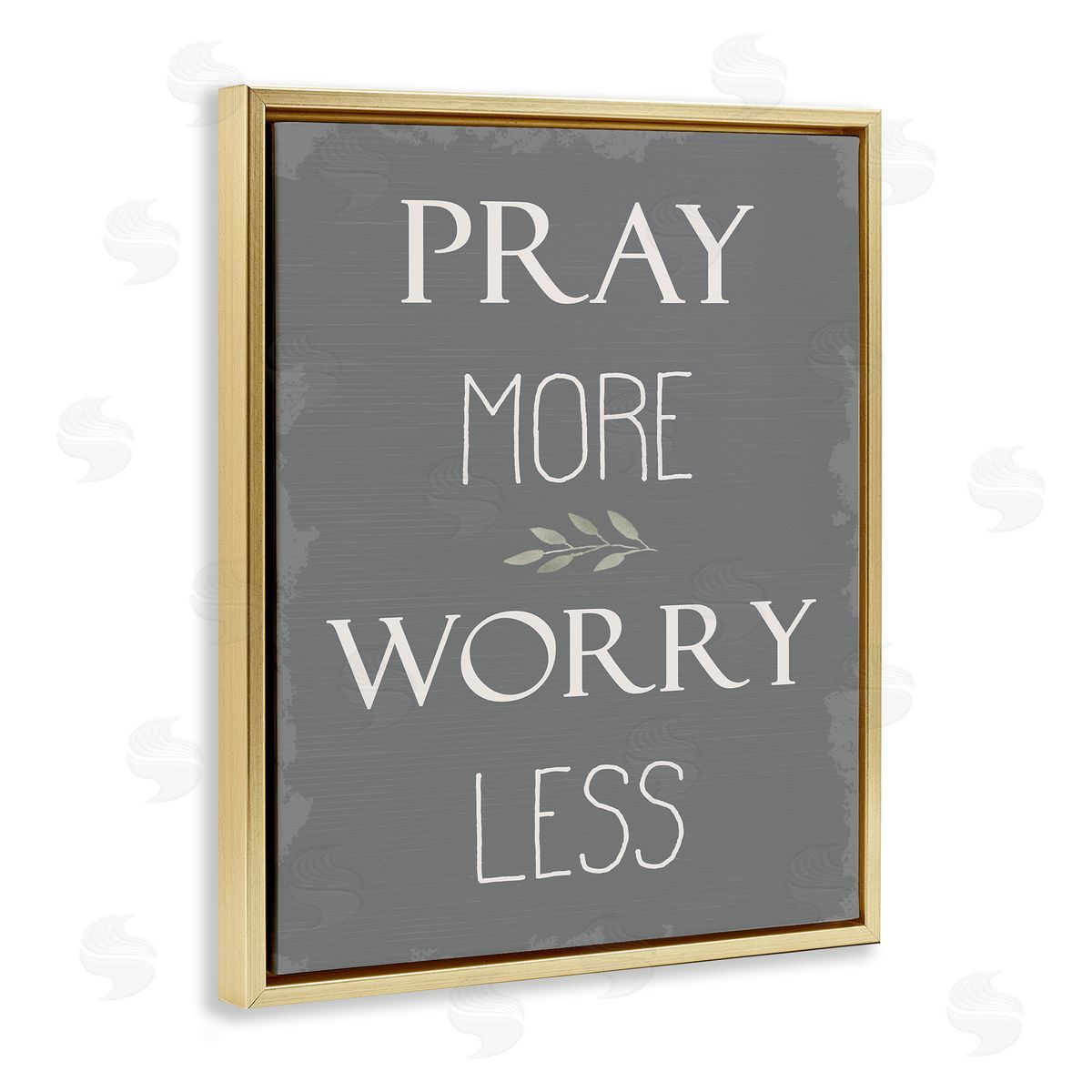 Pray More Worry Less Grey Gold Floating Frame Canvas Wall Art, Home Decor by Stupell Studio