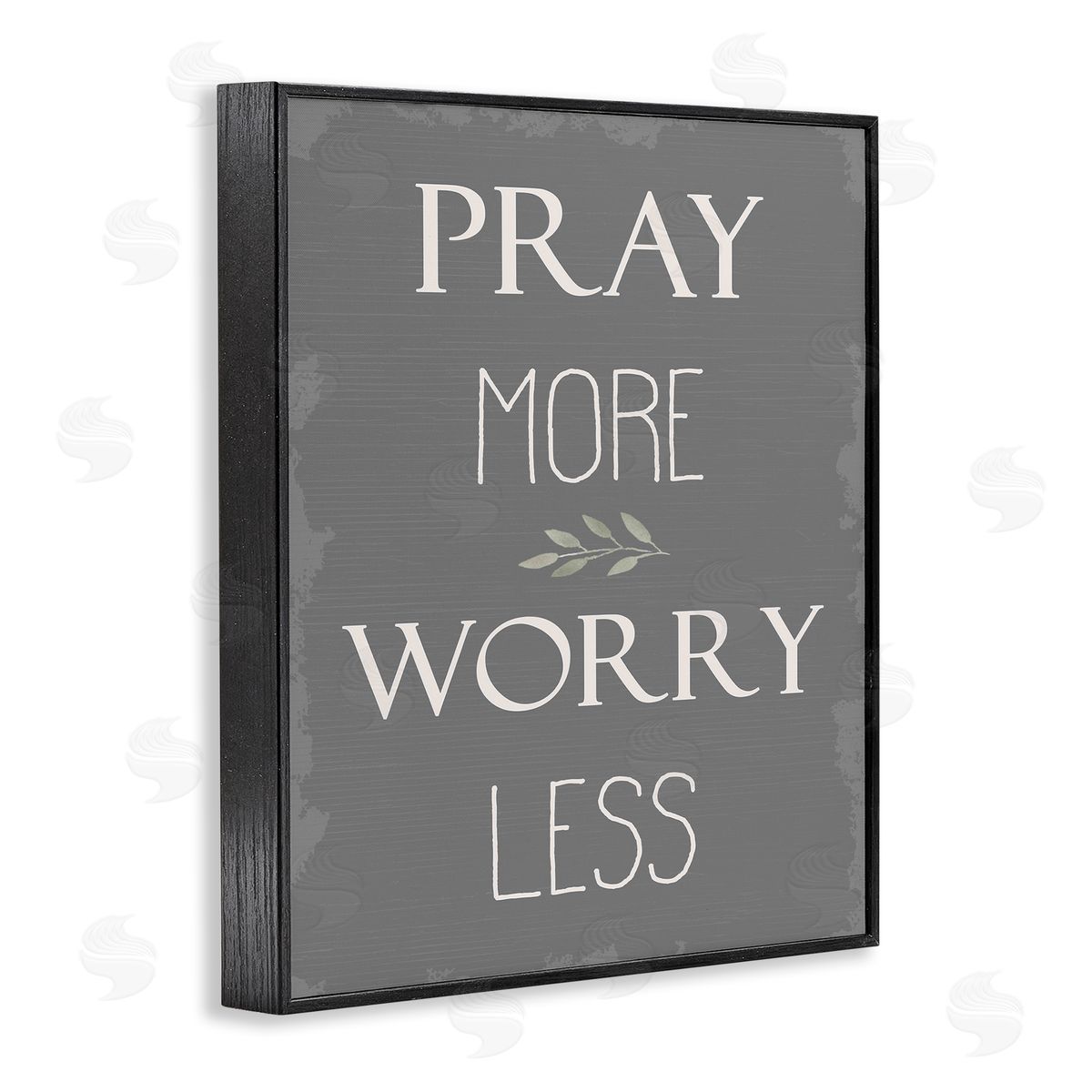 Pray More Worry Less Grey Black Frame Print Wall Art, Home Decor by Stupell Studio