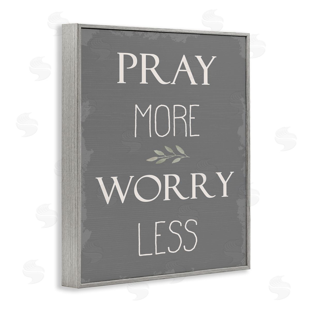 Pray More Worry Less Grey Grey Frame Print Wall Art, Home Decor by Stupell Studio