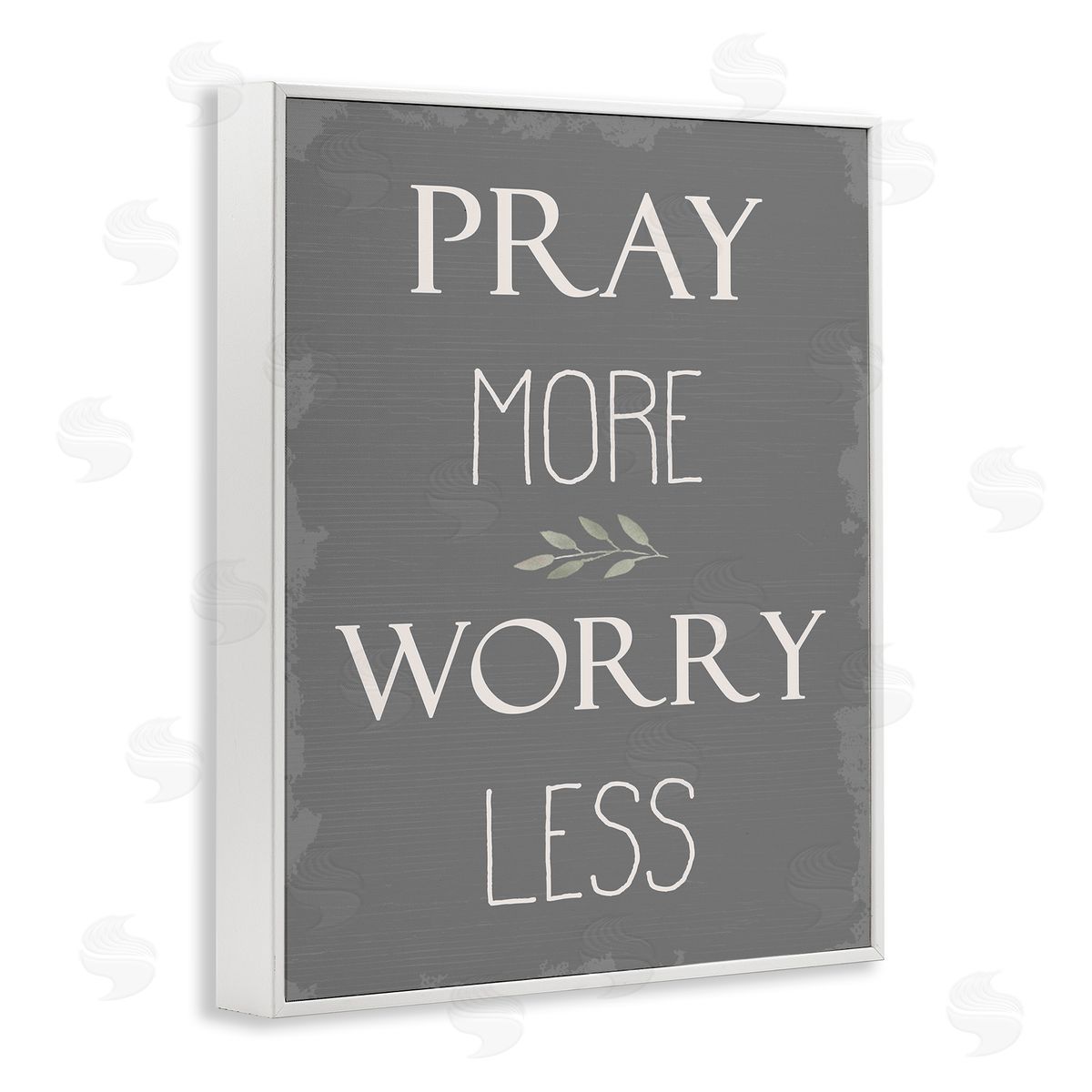 Pray More Worry Less Grey White Frame Print Wall Art, Home Decor by Stupell Studio