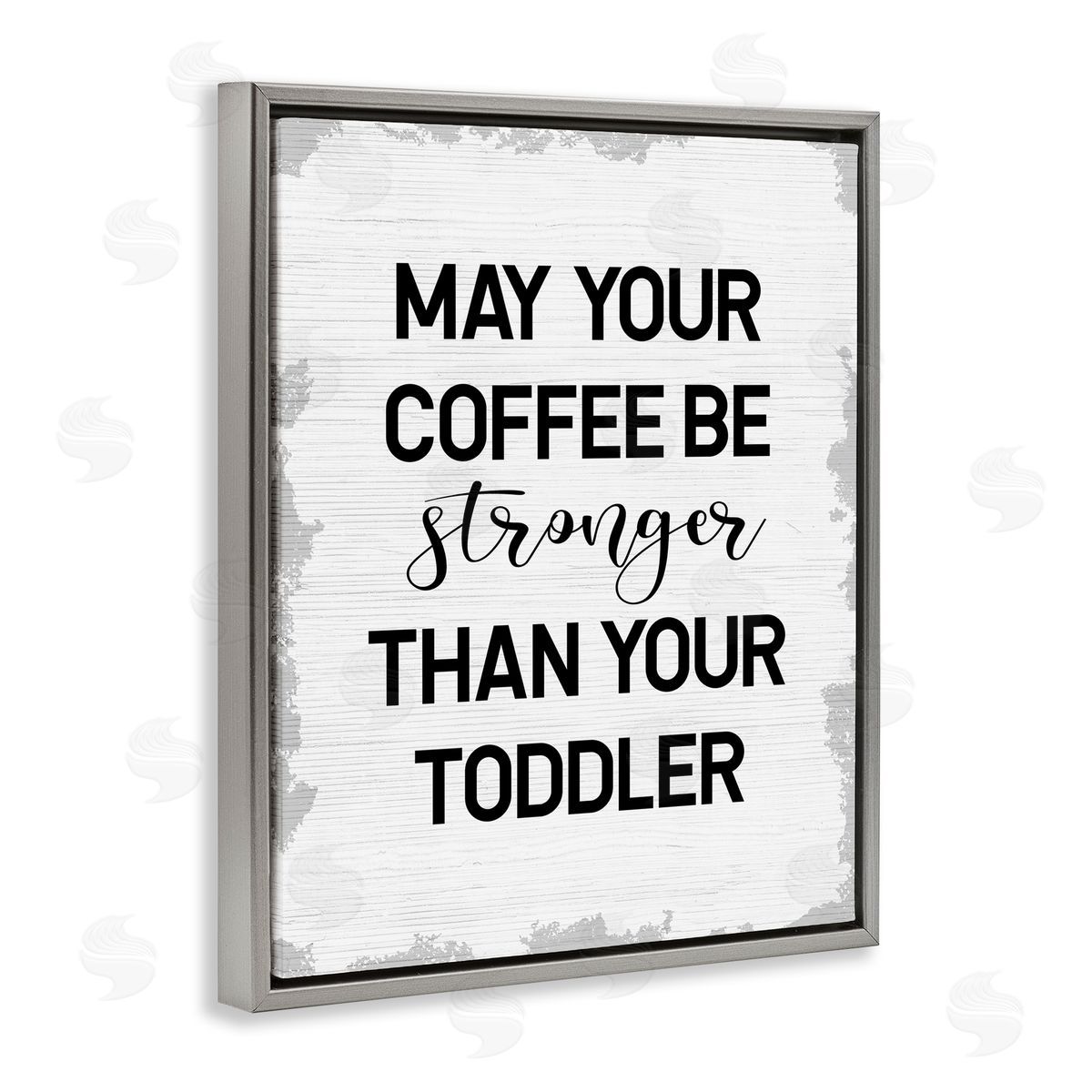 Coffee Stronger Than Toddler Grey Floating Frame Canvas Wall Art, Home Decor by Stupell Studio