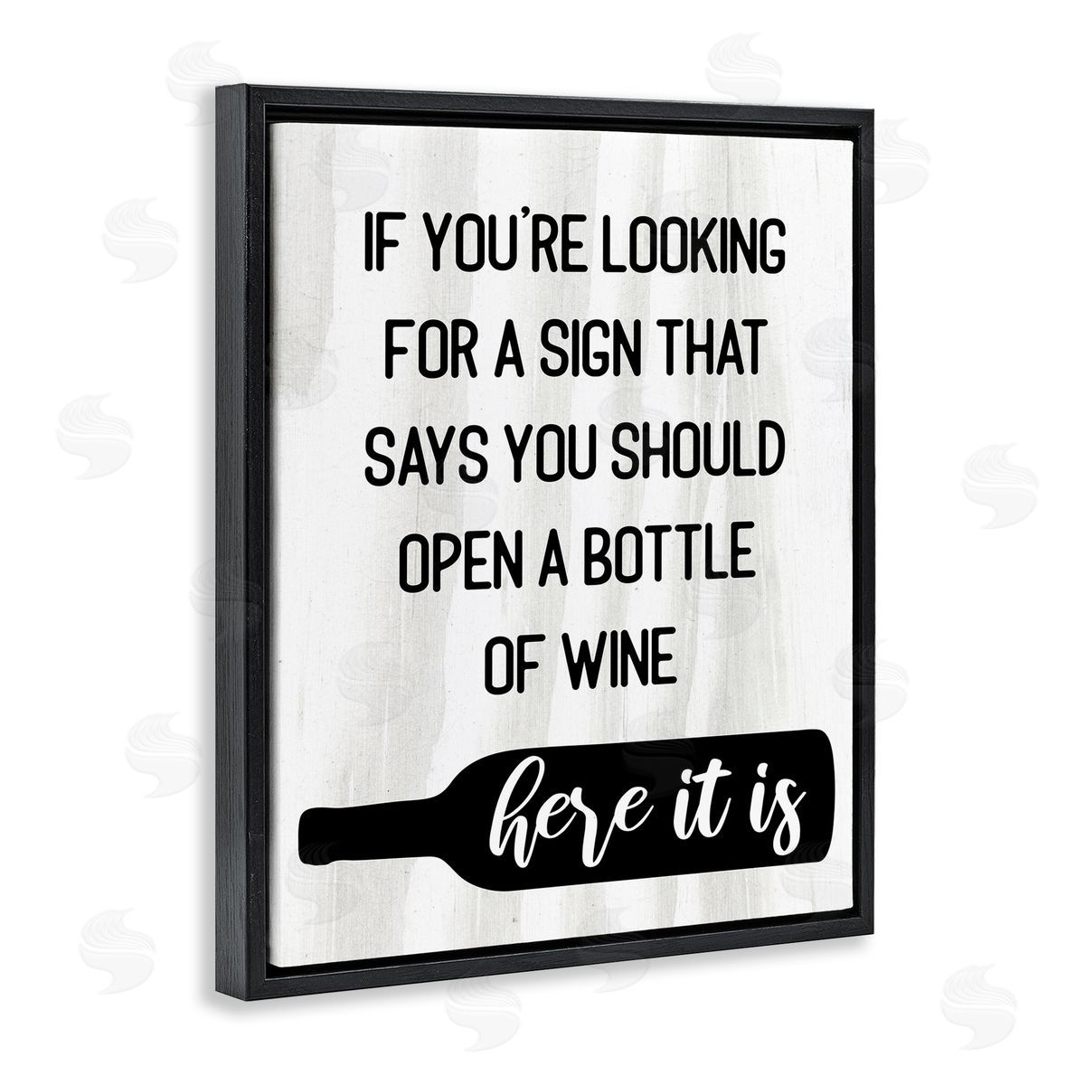 Sign to Open Wine Funny Black Floating Frame Canvas Wall Art, Home Decor by Stupell Studio