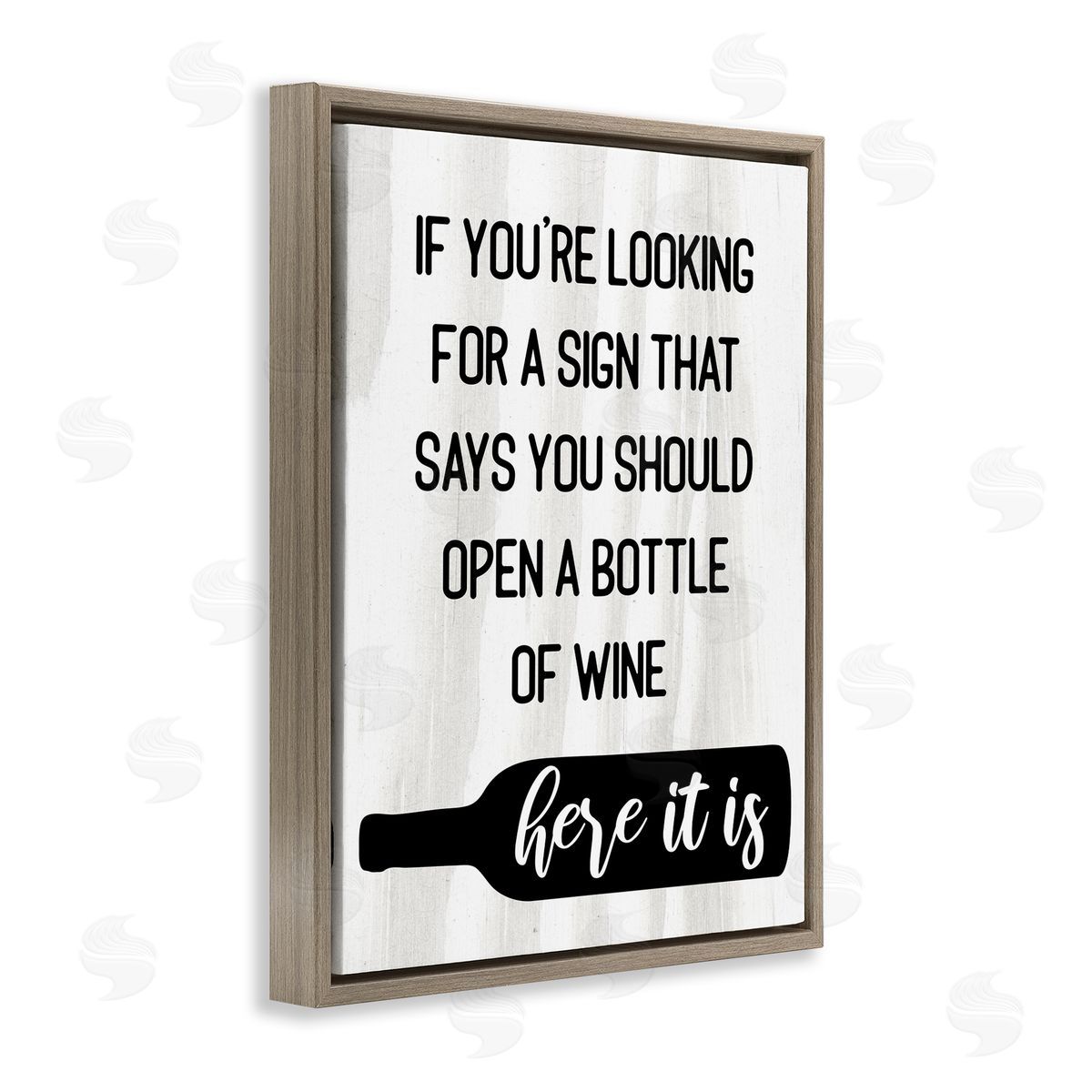 Sign to Open Wine Funny Brown Floating Frame Canvas Wall Art, Home Decor by Stupell Studio