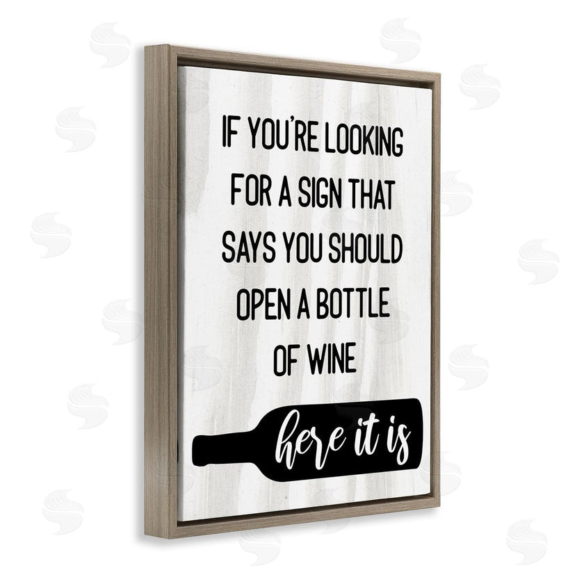 Stupell Studio | Sign to Open Wine Funny