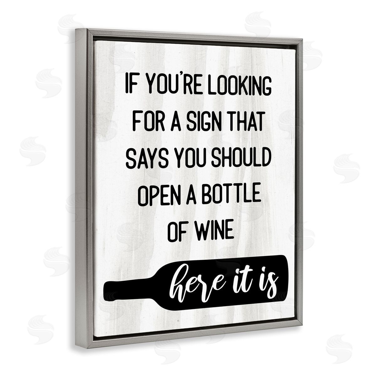 Sign to Open Wine Funny Grey Floating Frame Canvas Wall Art, Home Decor by Stupell Studio